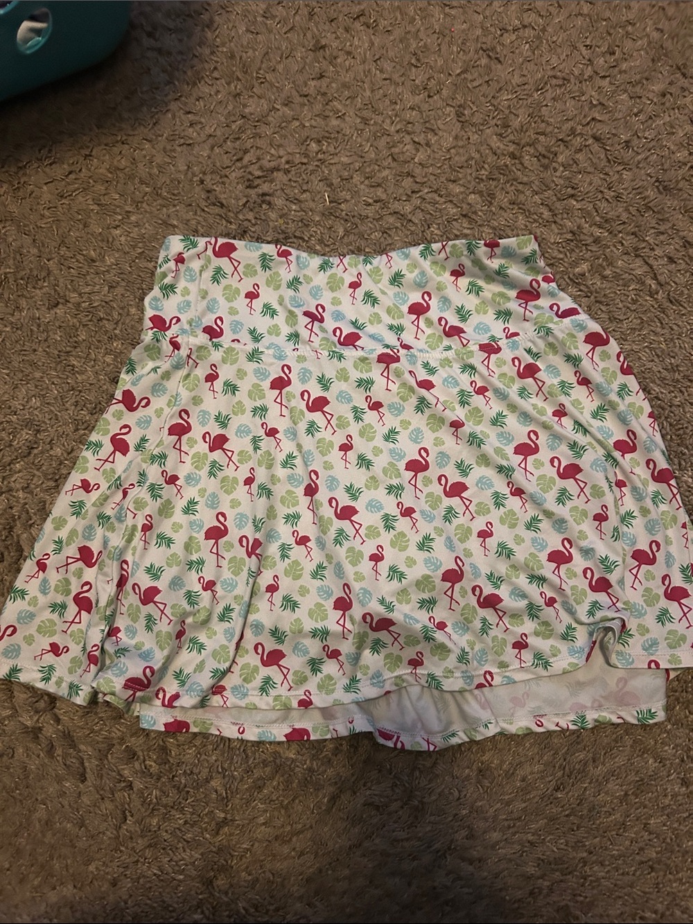 bcg White Shorts with Pink Flamingo & Green Leaf Print